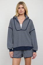 Load image into Gallery viewer, Navy Striped Half Zip