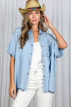 Load image into Gallery viewer, Oversized Button Up Chambray Shirt