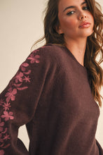 Load image into Gallery viewer, Sweater with Floral Embroidery Sleeves