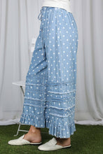 Load image into Gallery viewer, Polka Dot Flared Ruffle Cotton Crop Denim