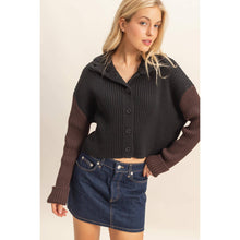Load image into Gallery viewer, Contrasting Sleeves Sweater Cardigan