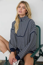 Load image into Gallery viewer, Navy Striped Half Zip