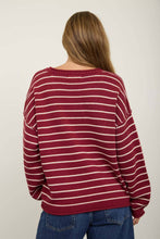 Load image into Gallery viewer, Burgundy Striped Sweater