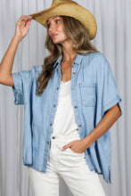 Load image into Gallery viewer, Oversized Button Up Chambray Shirt