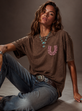 Load image into Gallery viewer, Country Roots Mineral Brown Puff-Print T-Shirt: COFFEE / Contemporary / ML