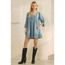 Load image into Gallery viewer, Denim Smocked Babydoll Dress