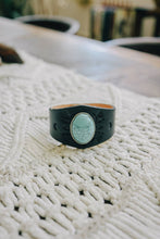 Load image into Gallery viewer, Boho Turquoise Stone Black Leather Cuff Bracelet