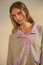 Load image into Gallery viewer, Grey/Purple Lightweight Snap Pullover