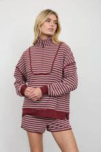 Load image into Gallery viewer, Burgundy Striped Half Zip