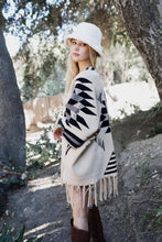Load image into Gallery viewer, Aztec Luxe Fringed Ruana: Natural