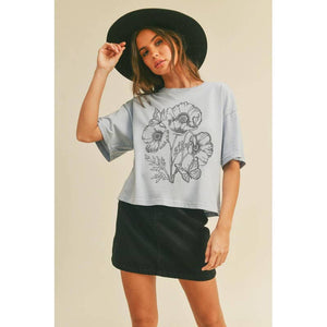 Flower Embroidery Graphic T-shirt