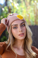 Load image into Gallery viewer, Smiley Face Ribbed Beanie