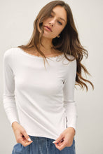 Load image into Gallery viewer, Lace Trimed Ribbed Boat Neck