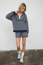 Load image into Gallery viewer, Navy Striped Half Zip