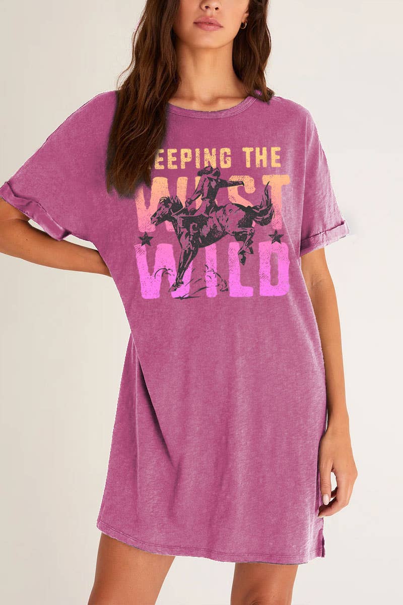 Keeping West Wild Graphic Mini Dress