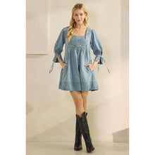 Load image into Gallery viewer, Denim Smocked Babydoll Dress