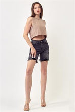 Load image into Gallery viewer, High Rise Mid Thigh Distressed Shorts by Risen